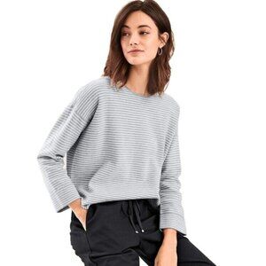 Eileen Fisher Woman Organic Cotton & Silk Striped Sweater Plus 2X Gray $198